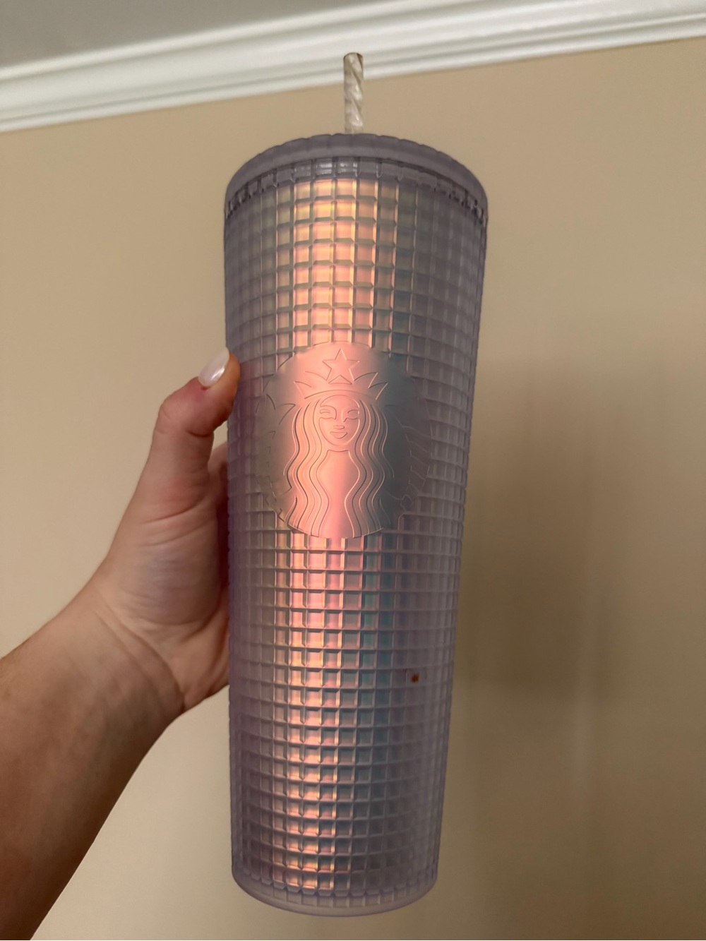 Starbucks Lavender Iridescent Cold Cup with Barcode Sticker